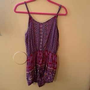 Purple/Red/Blue Strappy Back Size Small Romper